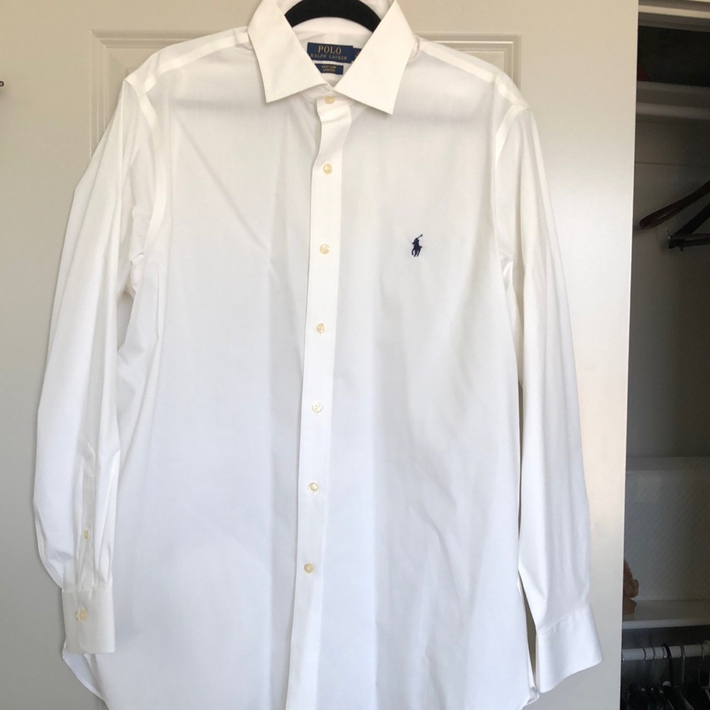 Men’s white Polo Ralph Lauren dress shirt, size 17-34/35
